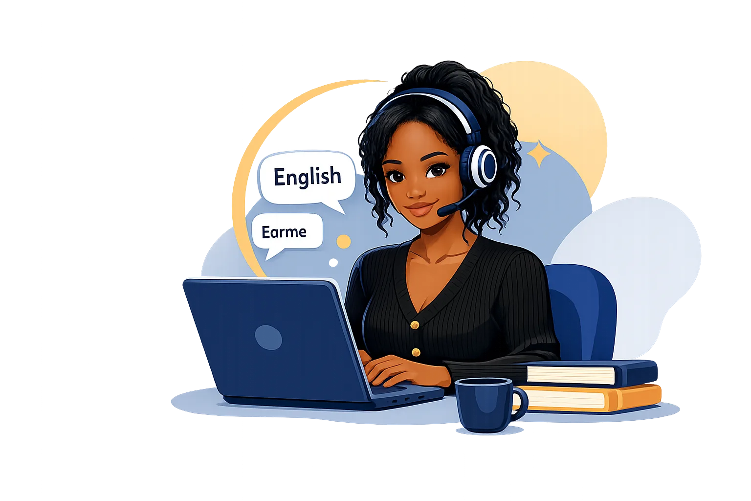 Student learning English online with Moody English
